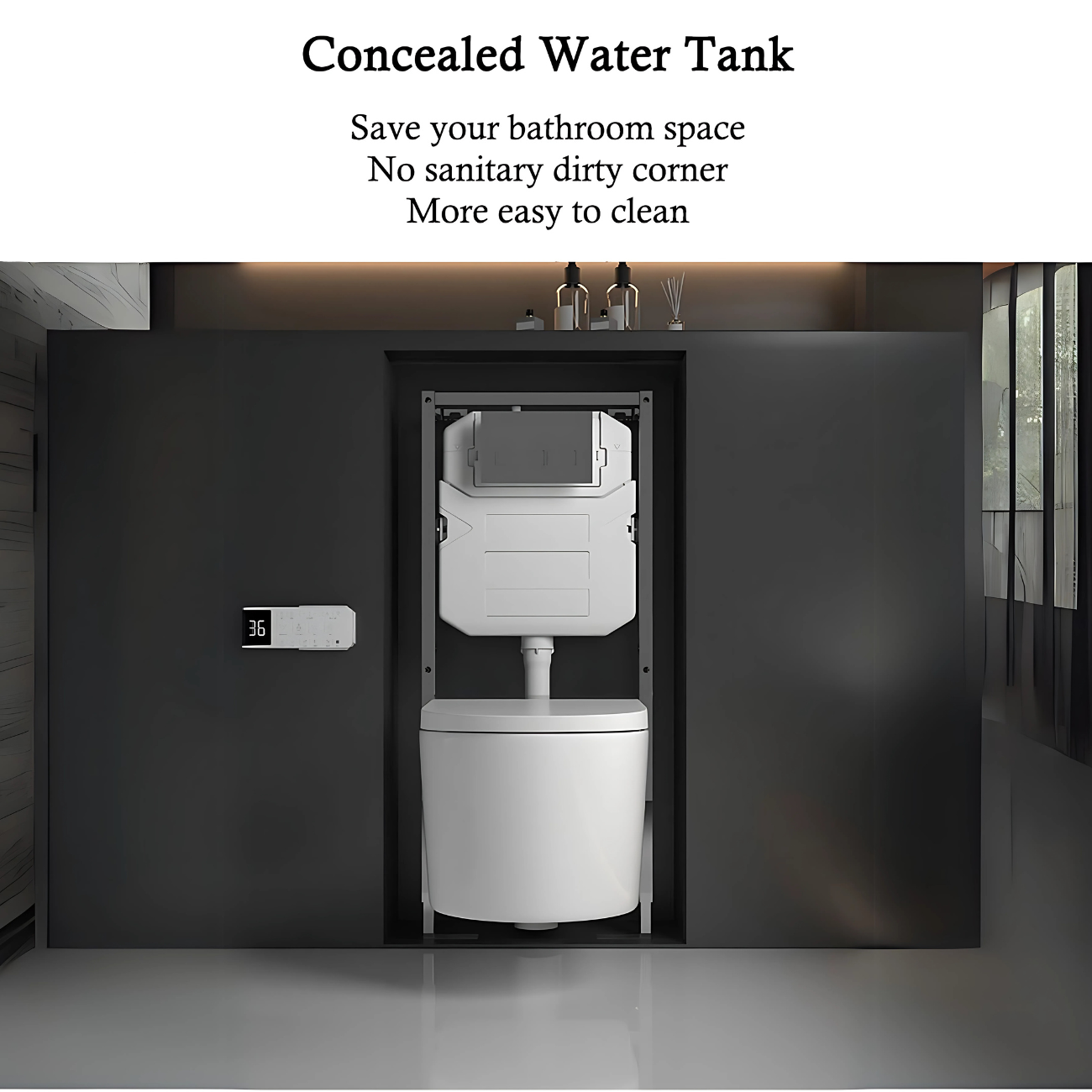 Wall Hung Smart Automatic/Remote Controlled Bidet Frame Set w/ Concealed Cistern