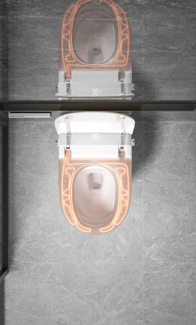 MODERN JAPANESE WALL-MOUNTED SMART TOILET WITH HEATED SEAT, REMOTE CONTROL, AND ADVANCED HYGIENE FEATURES