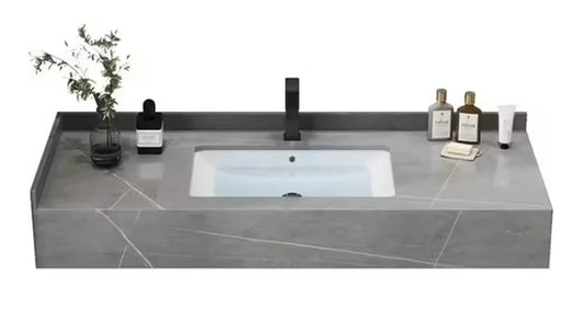 MODERN FLOATING ROCK SLATE COUNTERTOP WASH BASIN - MARBLE EFFECT CERAMIC SINK WITH OPTIONAL MATCHING UNDER-SINK ROCK SLAB | 800 X 500MM | 3 COLORS