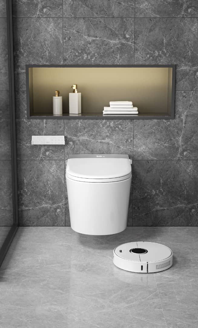 MODERN JAPANESE WALL-MOUNTED SMART TOILET WITH HEATED SEAT, REMOTE CONTROL, AND ADVANCED HYGIENE FEATURES
