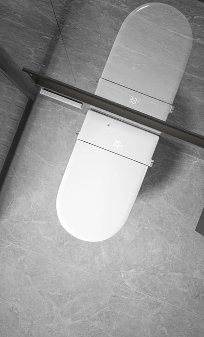 MODERN JAPANESE WALL-MOUNTED SMART TOILET WITH HEATED SEAT, REMOTE CONTROL, AND ADVANCED HYGIENE FEATURES
