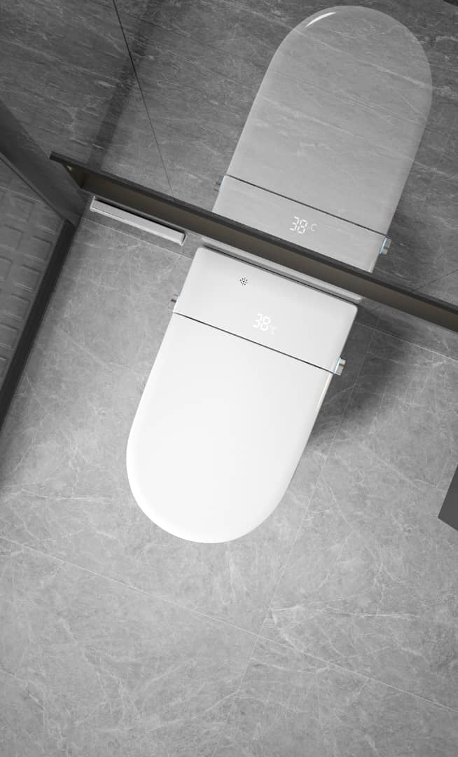 MODERN JAPANESE WALL-MOUNTED SMART TOILET WITH HEATED SEAT, REMOTE CONTROL, AND ADVANCED HYGIENE FEATURES
