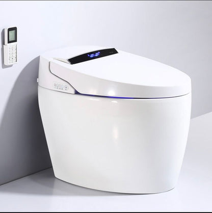 JAPANESE CERAMIC INTELLIGENT SMART TOILET - P-TRAP, REMOTE CONTROL, HEATED SEAT, AUTOMATIC BIDET, INSTANT WATER HEATING, LED NIGHT LIGHT, MODERN DESIGN, WHITE