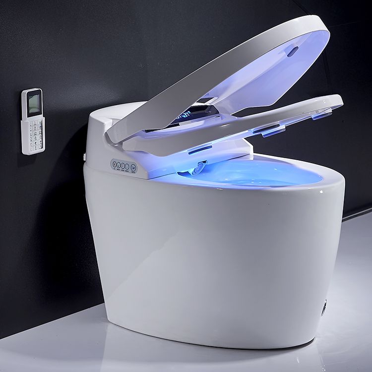 JAPANESE CERAMIC INTELLIGENT SMART TOILET - P-TRAP, REMOTE CONTROL, HEATED SEAT, AUTOMATIC BIDET, INSTANT WATER HEATING, LED NIGHT LIGHT, MODERN DESIGN, WHITE
