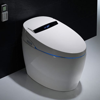 JAPANESE CERAMIC INTELLIGENT SMART TOILET - P-TRAP, REMOTE CONTROL, HEATED SEAT, AUTOMATIC BIDET, INSTANT WATER HEATING, LED NIGHT LIGHT, MODERN DESIGN, WHITE