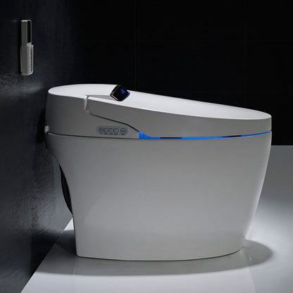 JAPANESE CERAMIC INTELLIGENT SMART TOILET - P-TRAP, REMOTE CONTROL, HEATED SEAT, AUTOMATIC BIDET, INSTANT WATER HEATING, LED NIGHT LIGHT, MODERN DESIGN, WHITE
