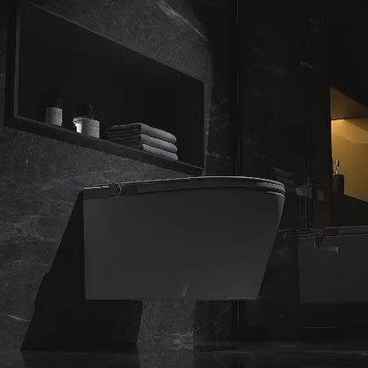 MODERN JAPANESE WALL-MOUNTED SMART TOILET WITH HEATED SEAT, REMOTE CONTROL, AND ADVANCED HYGIENE FEATURES
