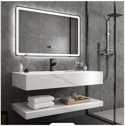 MODERN FLOATING ROCK SLATE COUNTERTOP WASH BASIN - MARBLE EFFECT CERAMIC SINK WITH OPTIONAL MATCHING UNDER-SINK ROCK SLAB | 800 X 500MM | 3 COLORS