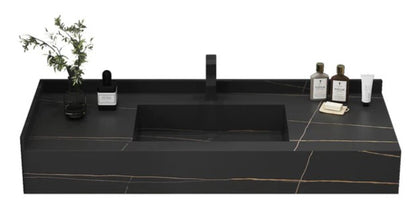 MODERN FLOATING ROCK SLATE COUNTERTOP WASH BASIN - MARBLE EFFECT CERAMIC SINK WITH OPTIONAL MATCHING UNDER-SINK ROCK SLAB | 800 X 500MM | 3 COLORS